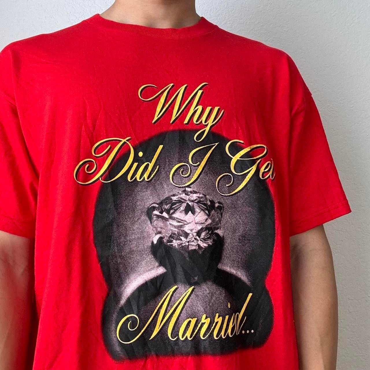 Vintage The Proposal 'Why Did I Go Get Married' Graphics Red Tee Shirt