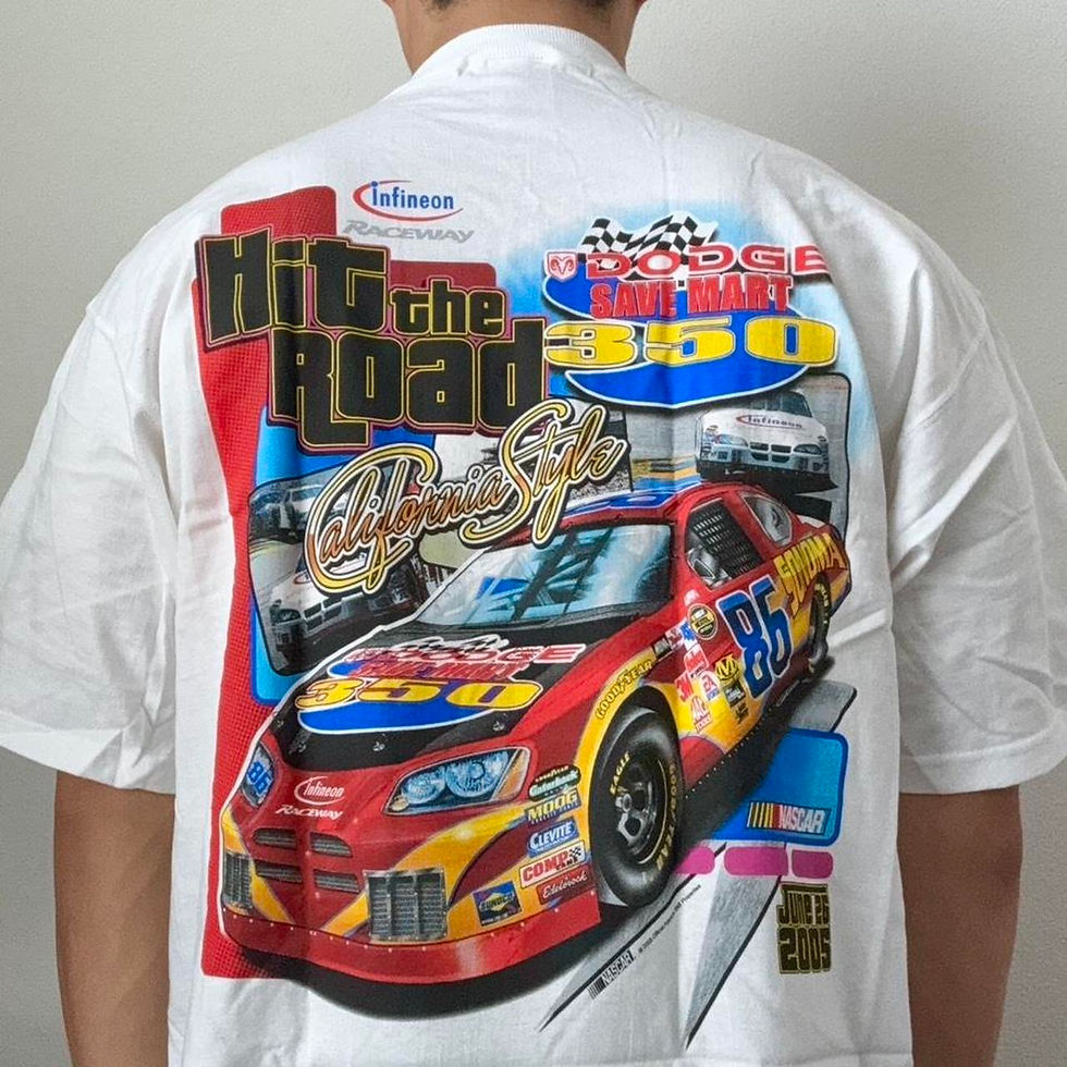 Vintage Dodge Mart 2005 Nascar Graphics White Tee Shirt