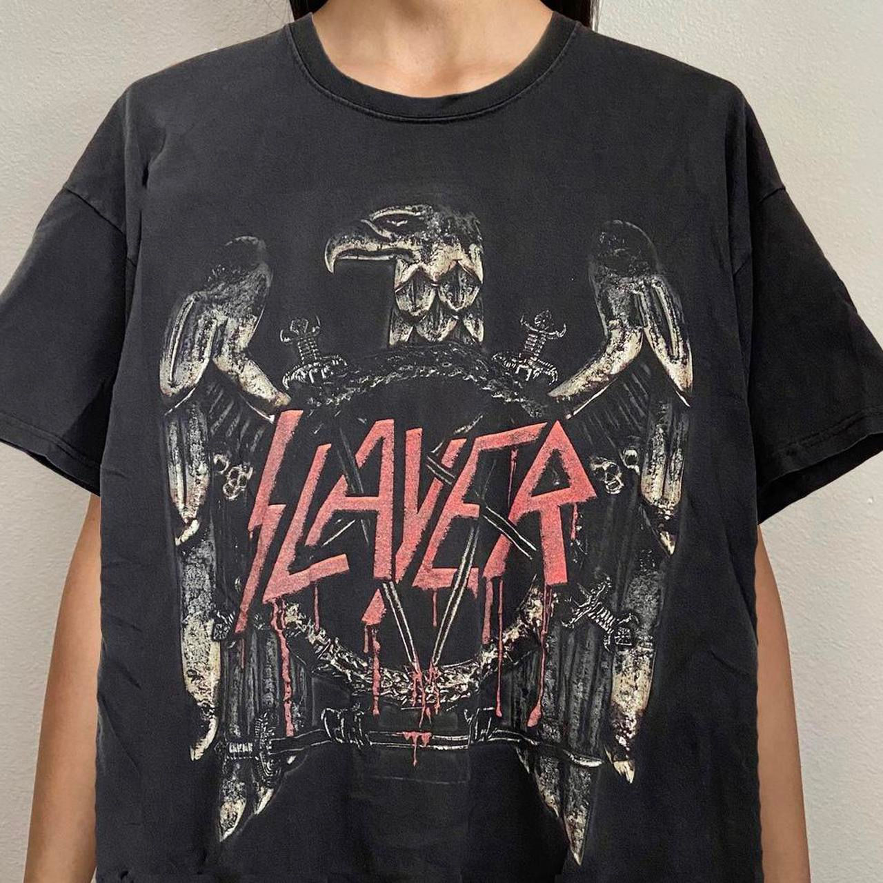 Vintage Slayer Band Graphics Black Tee Shirt
