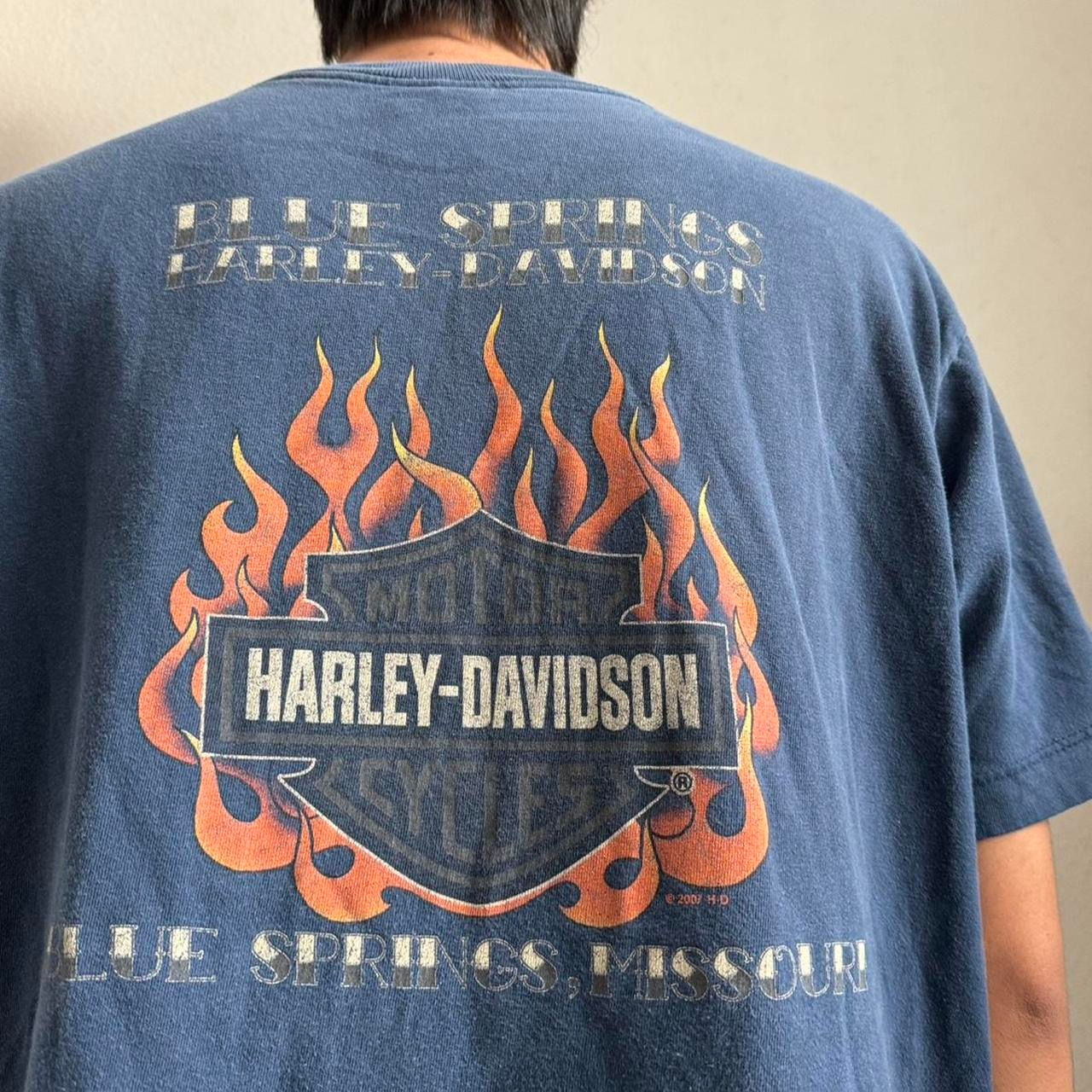 Vintage Harley Davidson Missouri Graphics Blue Tee Shirt