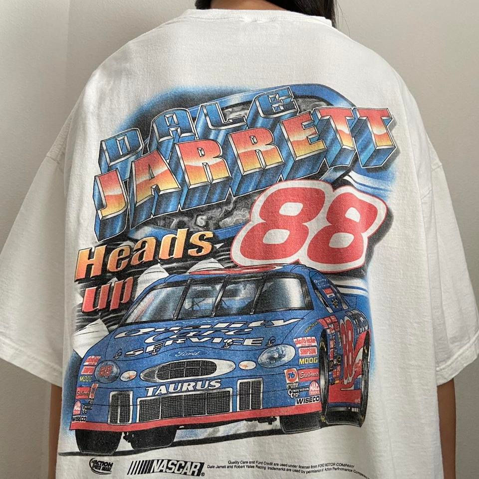 Vintage Dale Jarrett 2000s Nascar Graphics White Tee Shirt