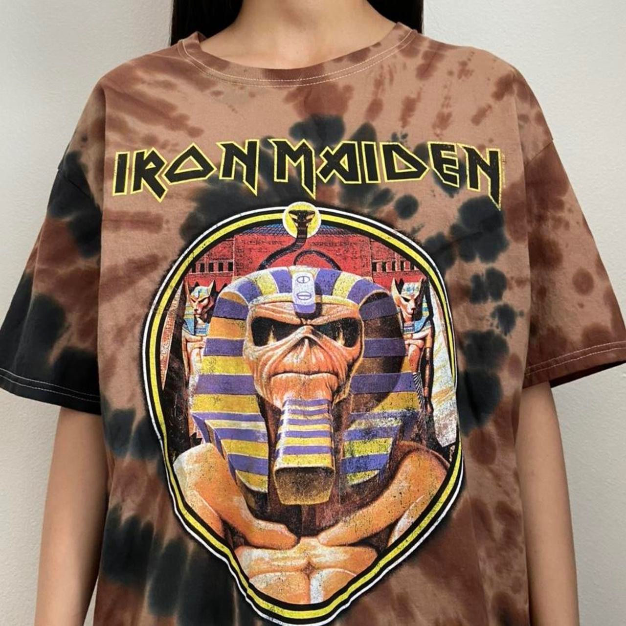 Iron Maiden Band Graphics Brown Tee Shirt