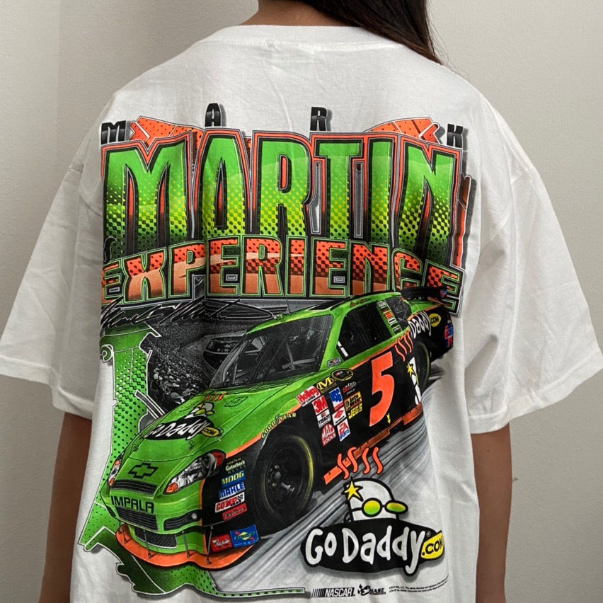 Vintage Mark Martin Nascar Graphics White Tee Shirt