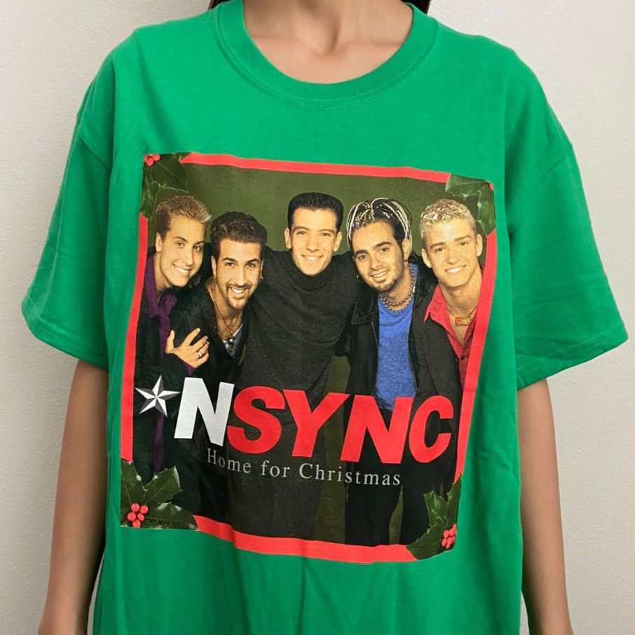 NSYNC Band Tour Graphics Green Tee Shirt