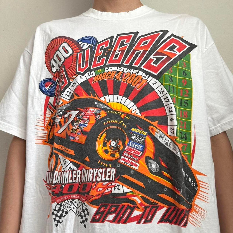 Vintage Las Vegas Motor Speedway 2001 Graphics White Tee Shirt