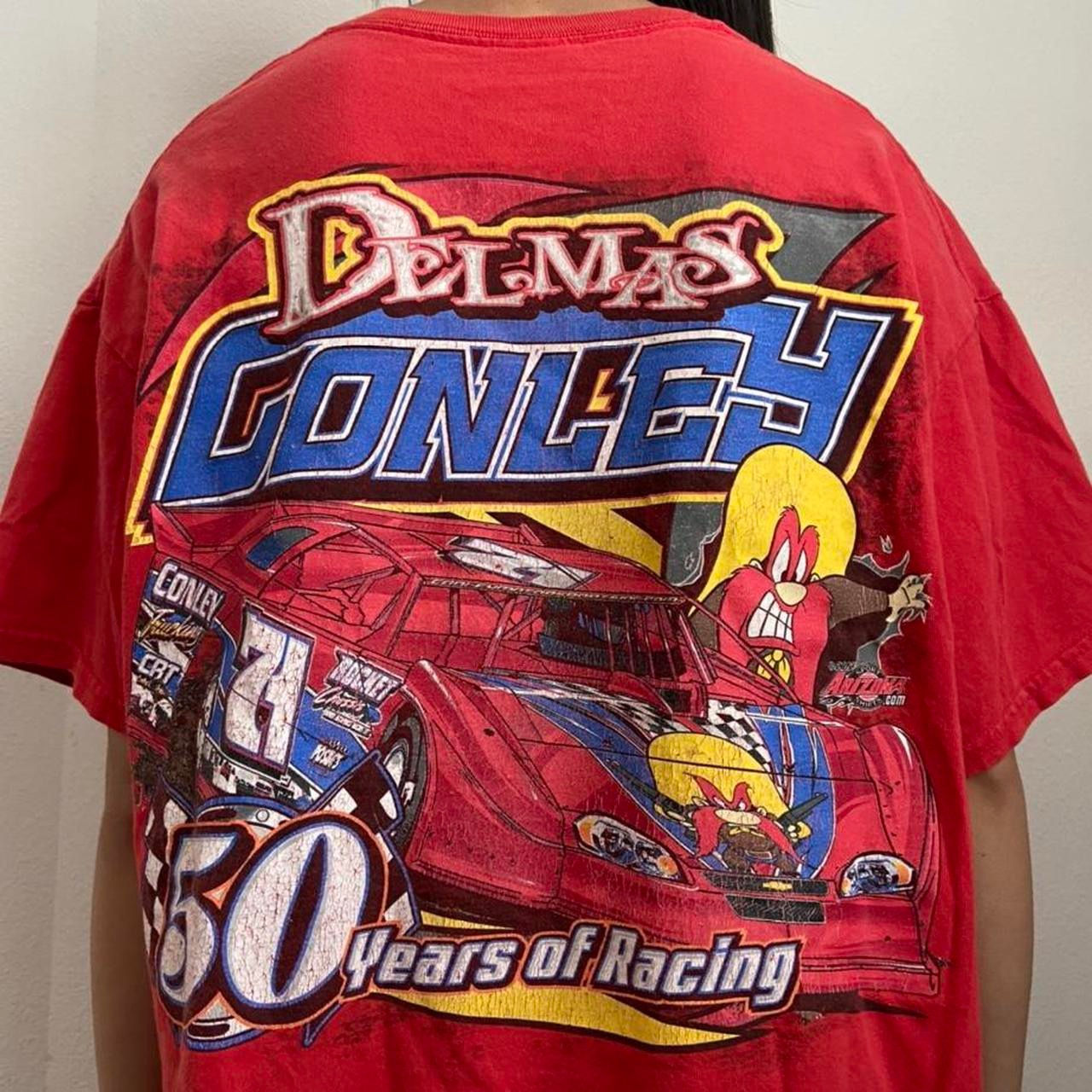 Vintage Delmas Conley 2000s Nascar Graphics Red Tee Shirt