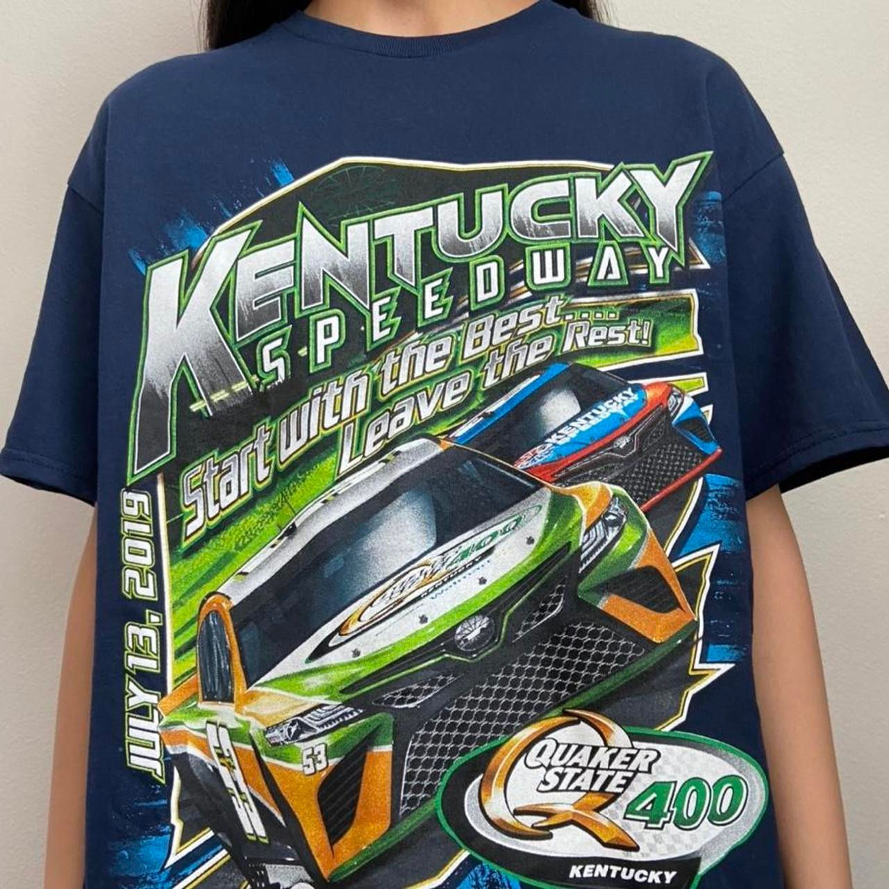 Vintage Kentucky Speedway Nascar Graphics Blue Tee Shirt
