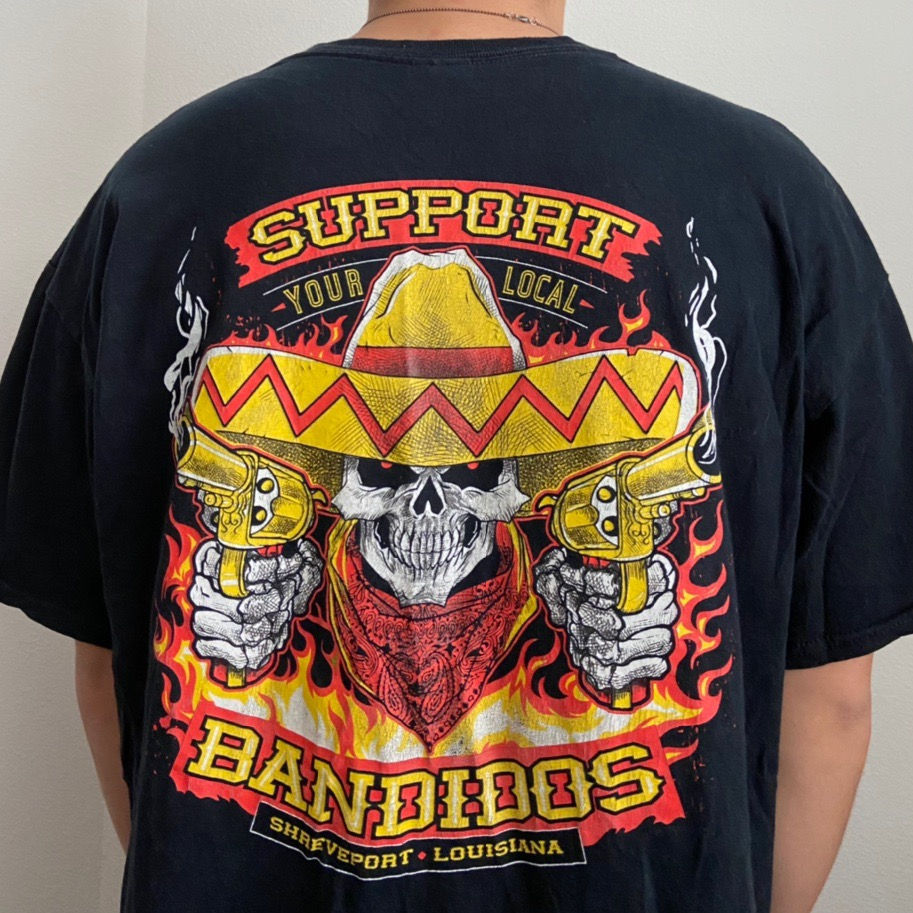 Vintage Bandidos Graphics Black Tee Shirt