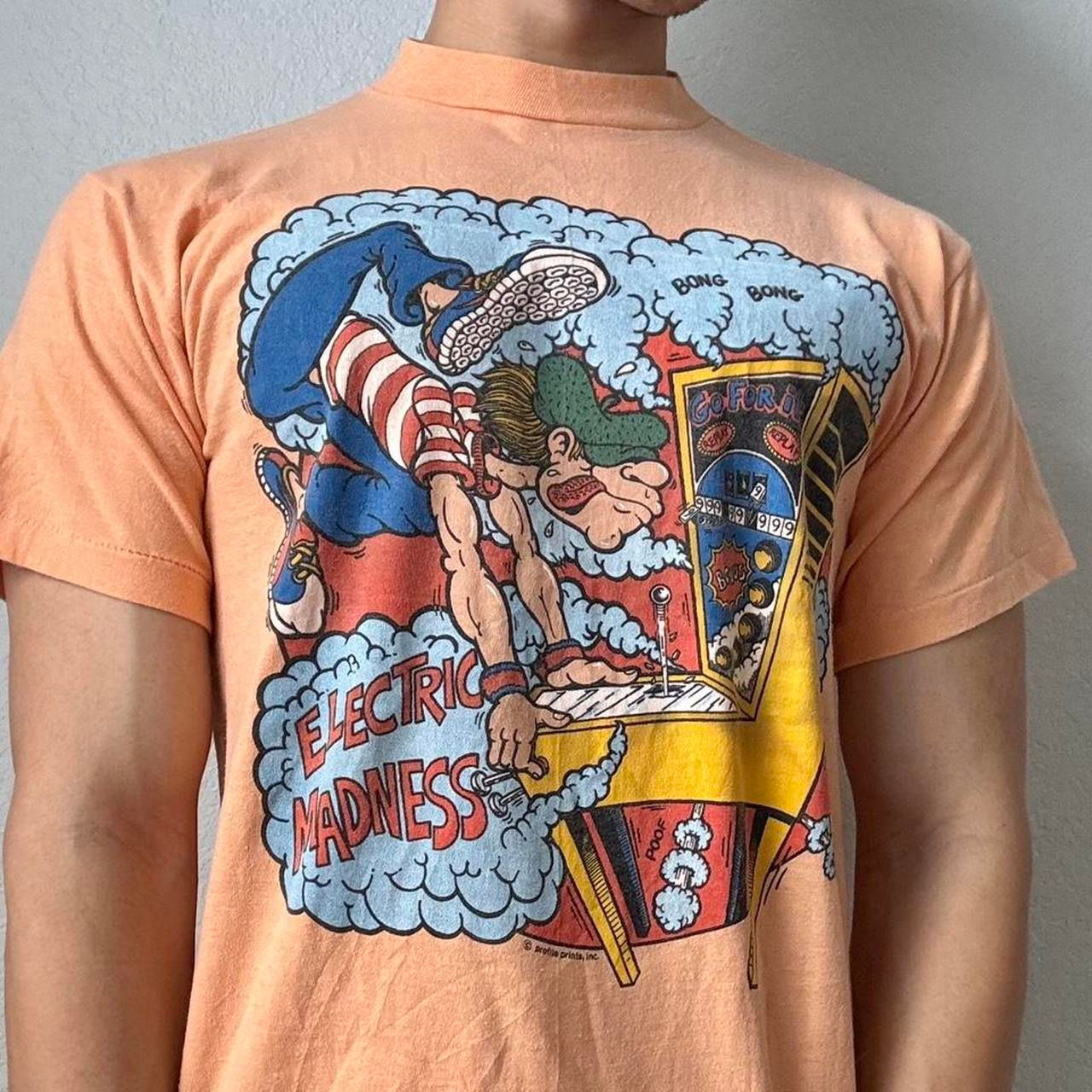 Vintage Electric Madness 1990s Graphics Orange Tee Shirt