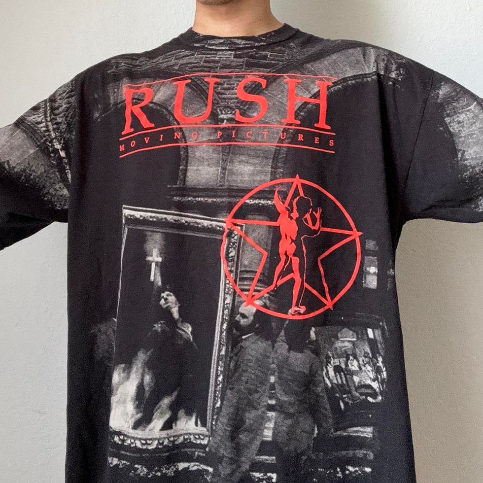 Thumbnail: Rush "Moving Pictures" AOP Band Graphics Black Tee Shirt