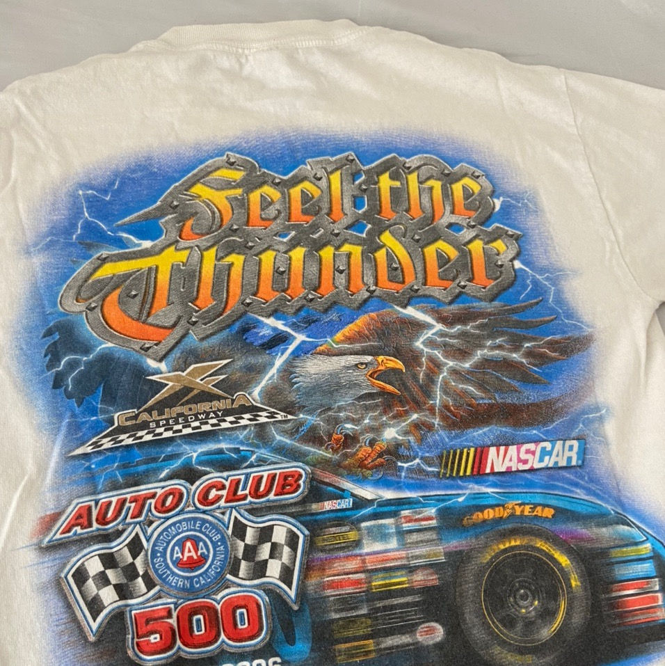 Vintage Auto Club Nascar Graphics White Tee Shirt