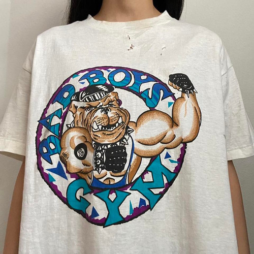 Vintage Bad Boys Gym 1990s Graphics White Tee Shirt Kaisers Closet