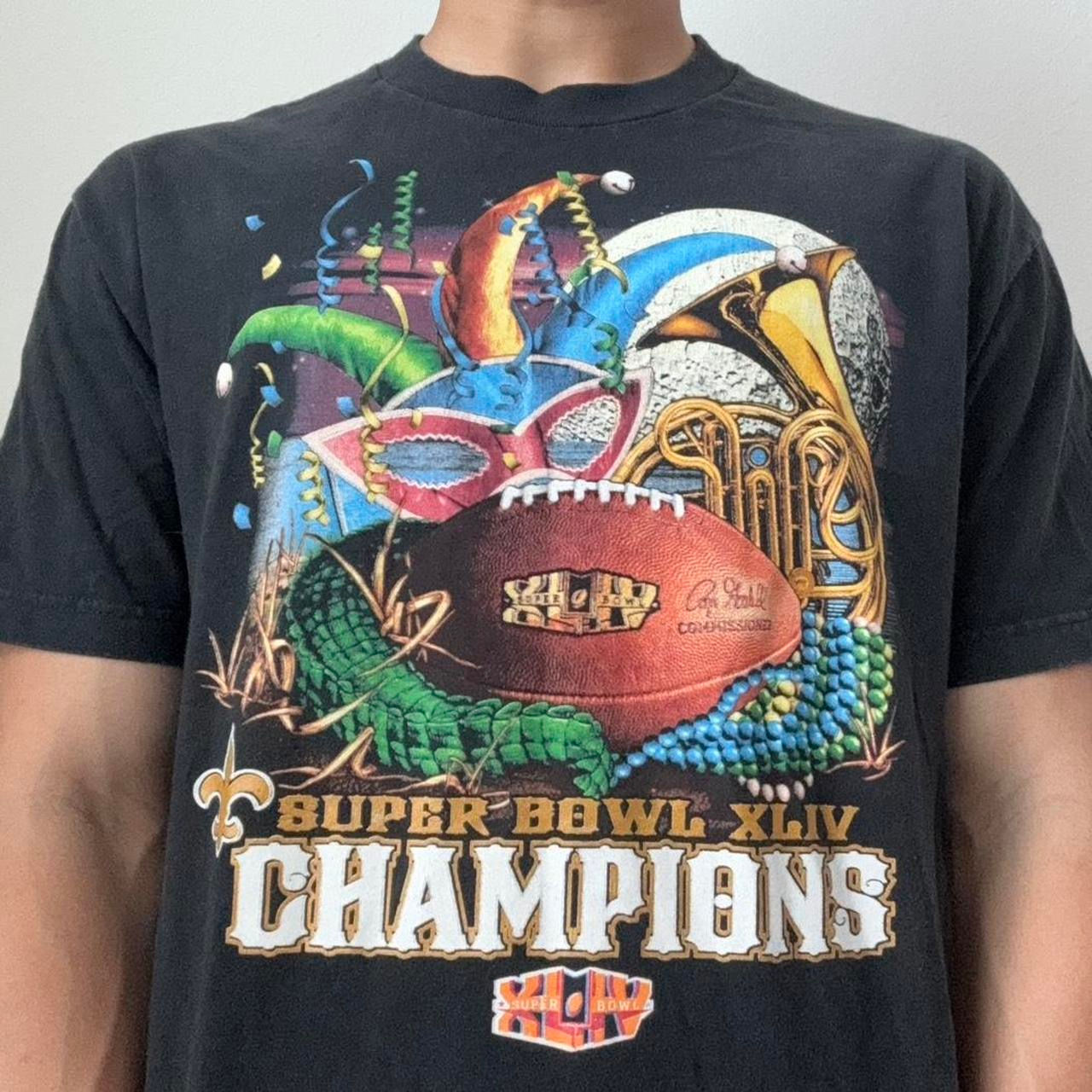 Vintage Super Bowl XLIV Graphics Black Tee Shirt