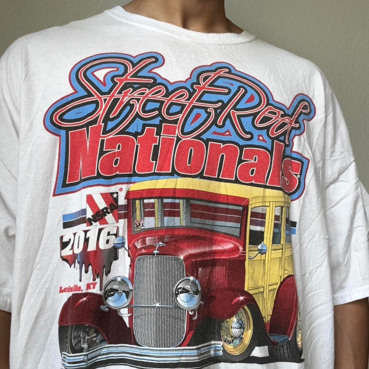 Vintage NSRA 2000s Racing Graphics White Tee Shirt