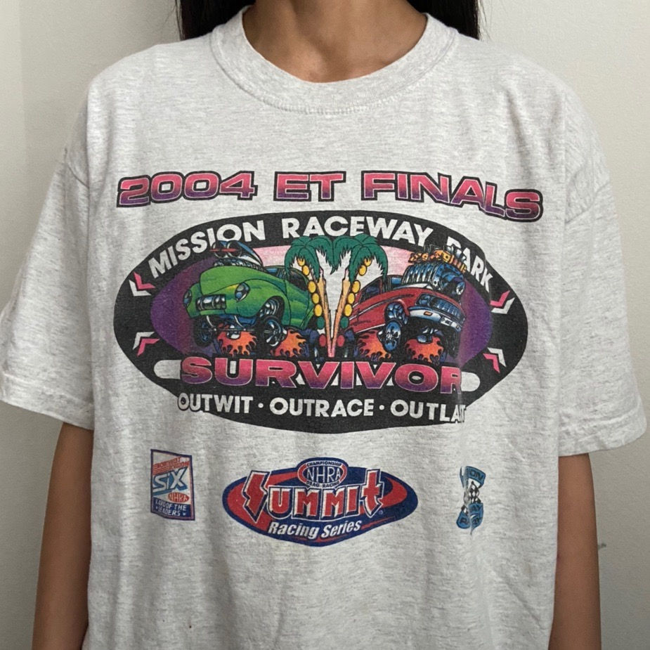 Vintage ET Final 2004 Nascar Graphics White Tee Shirt