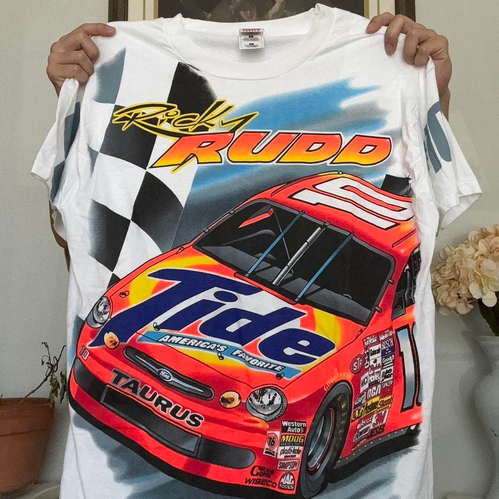 Thumbnail: Vintage 1990s Ricky Rudd Nascar AOP Graphics White Tee Shirt
