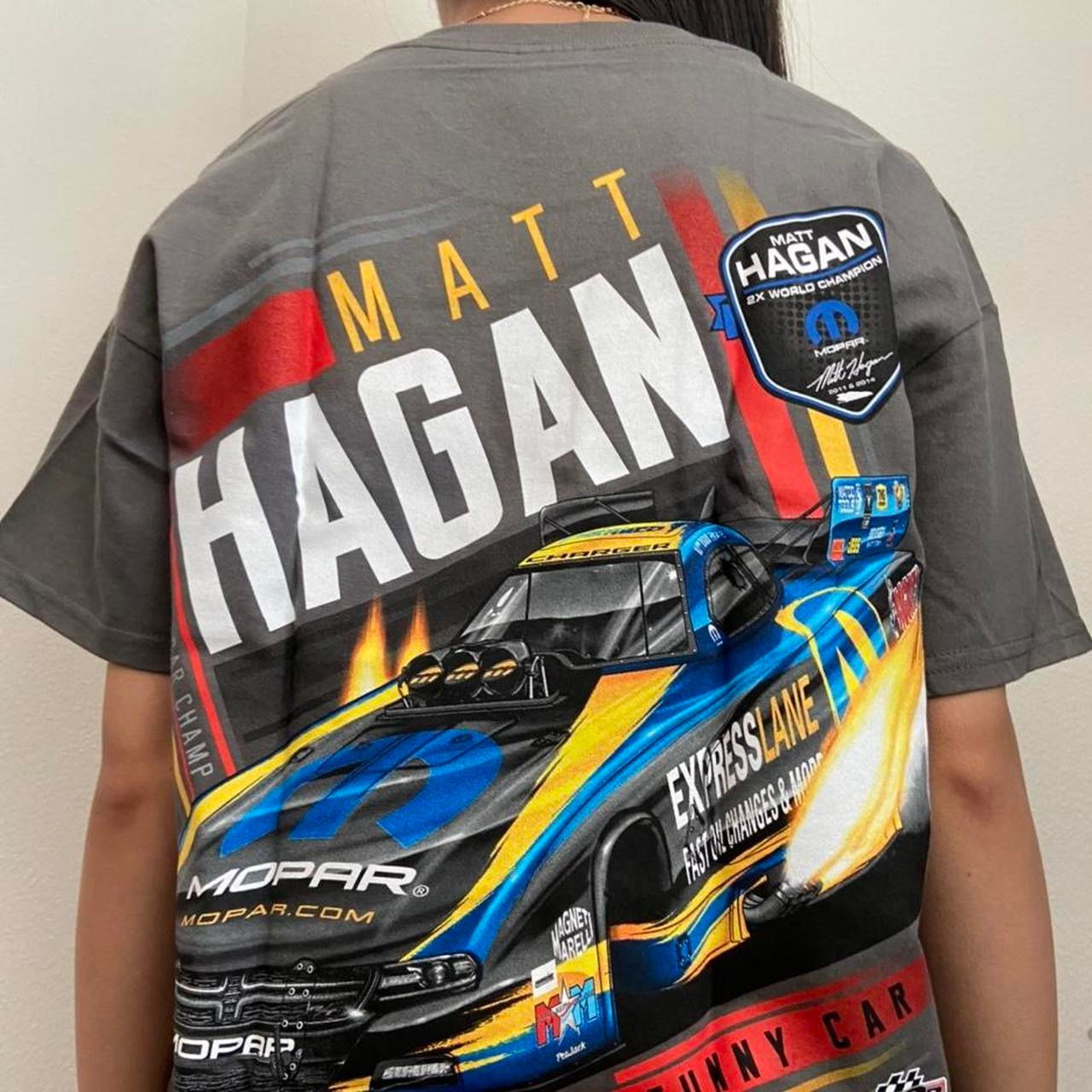 Vintage Matt Hagan Nascar Graphics Brown Tee Shirt
