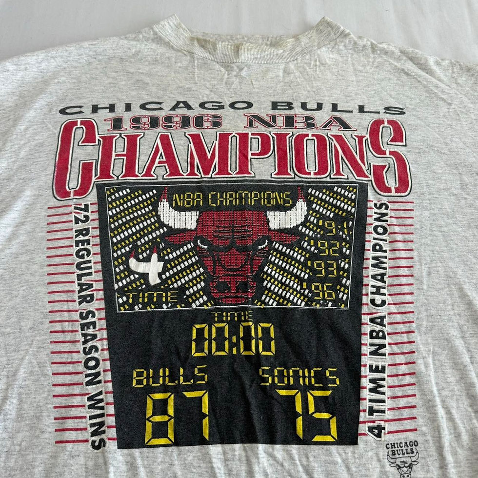 Thumbnail: Vintage NBA Chicago Bulls Champions 1996 Graphics Grey Tee Shirt