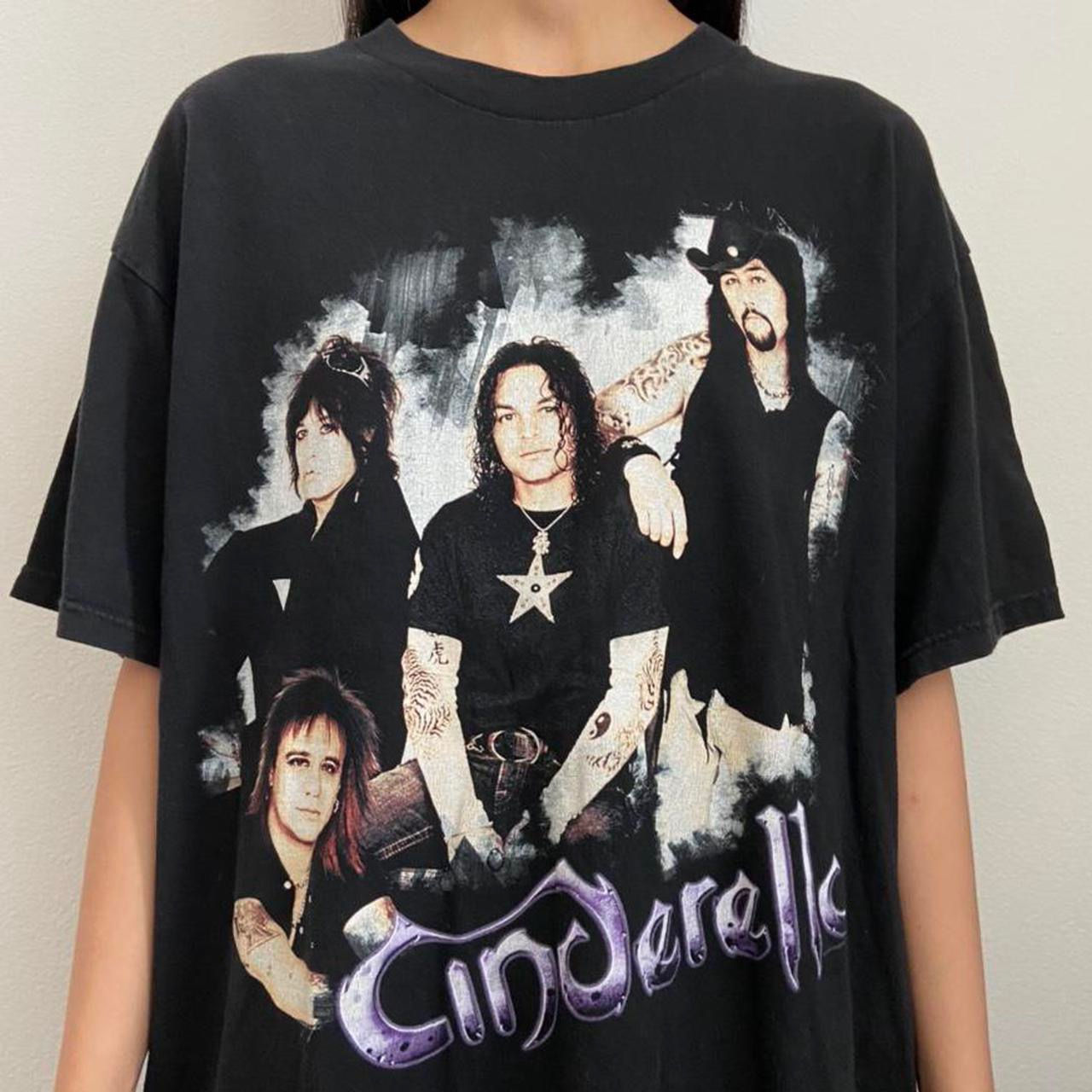 Vintage Cinderella Band Graphics Black Tee Shirt