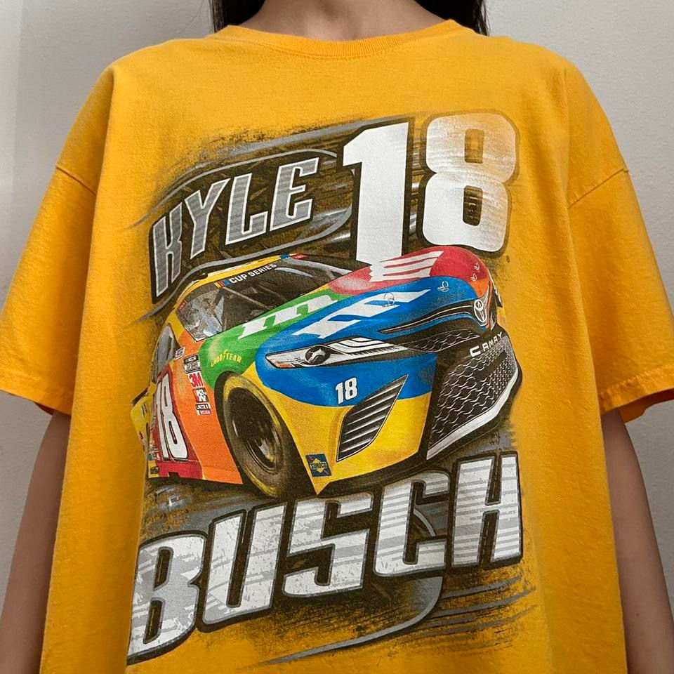 Vintage Kyle Busch Nascar Graphics Yellow Tee Shirt