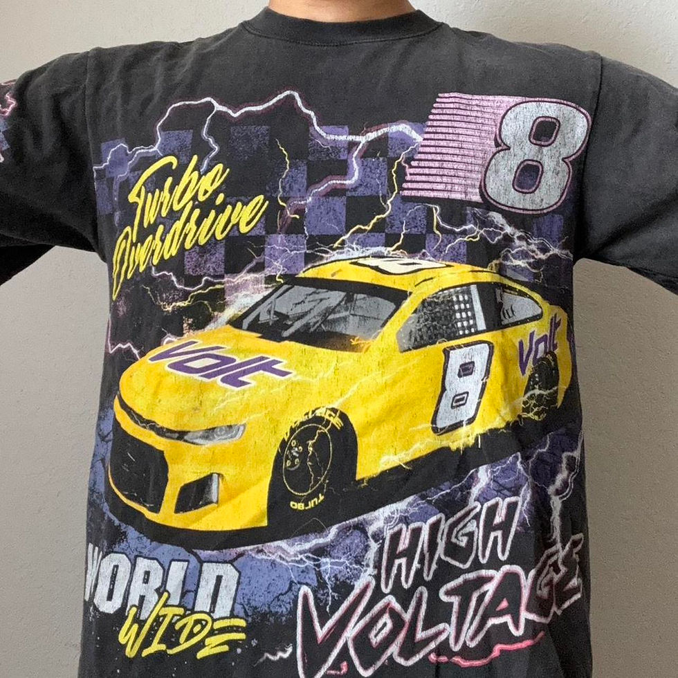 Thumbnail: High Voltage All Over Print Nascar Graphics Black Heavyweight Tee Shirt