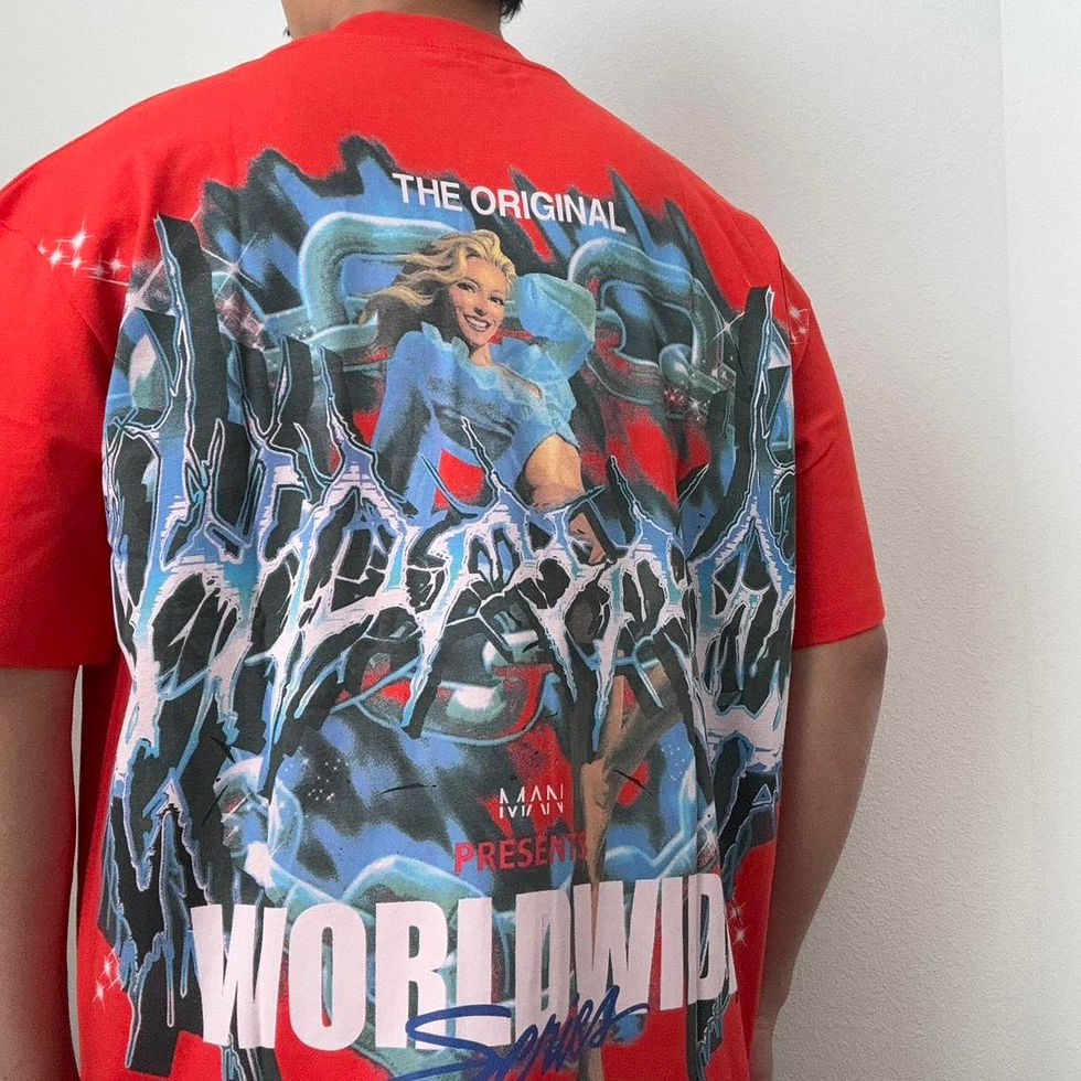 Thumbnail: BHM World Sport Racing All Over Print Graphics Orange Tee Shirt