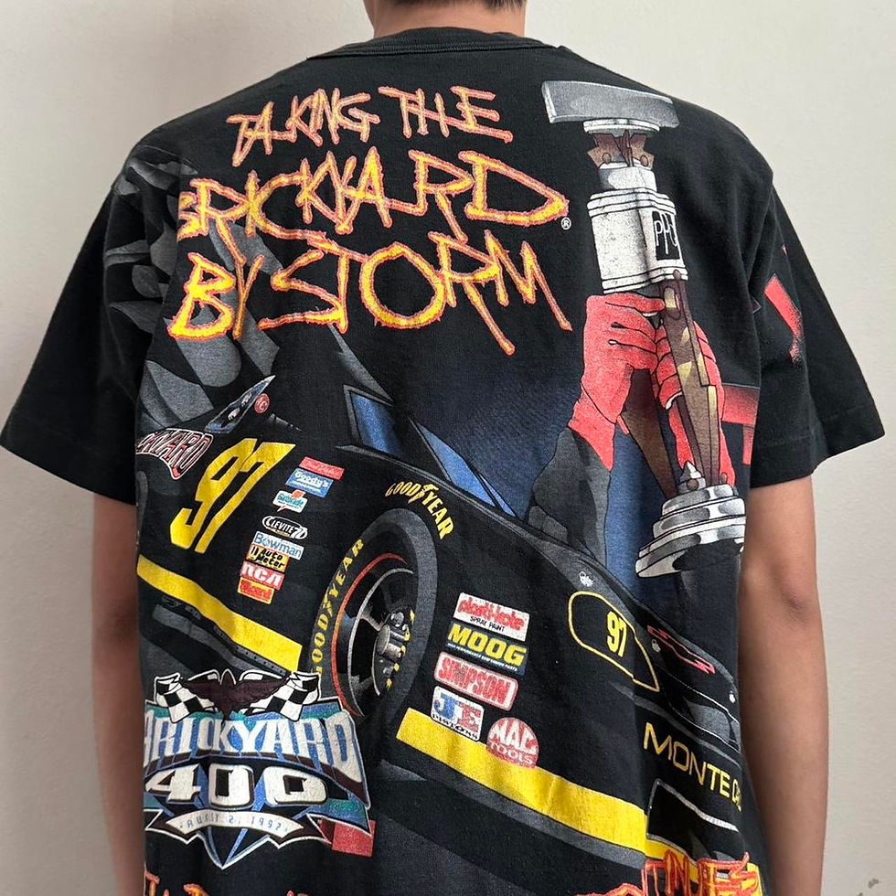 Vintage Brickyard Nascar Anniversary 1990s Graphics Black Tee Shirt