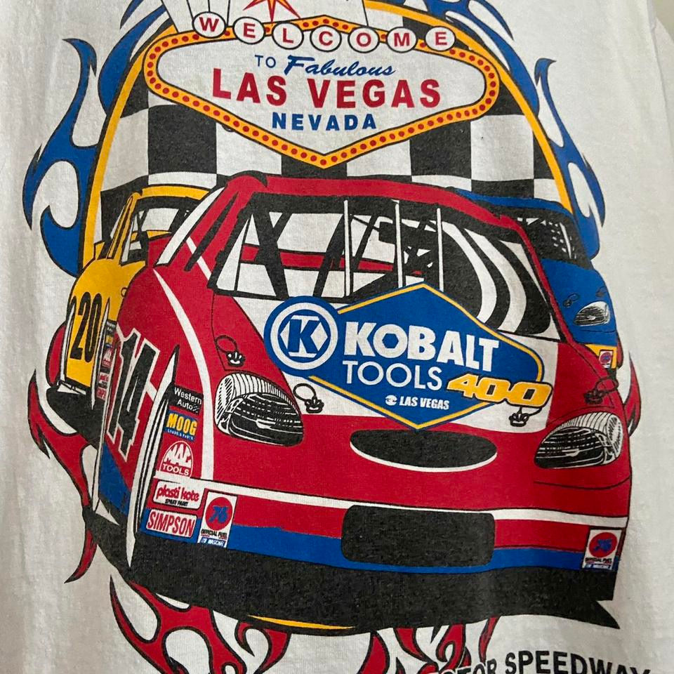 Thumbnail: Vintage Las Vegas Motorspeed Nascar Graphics White Tee Shirt