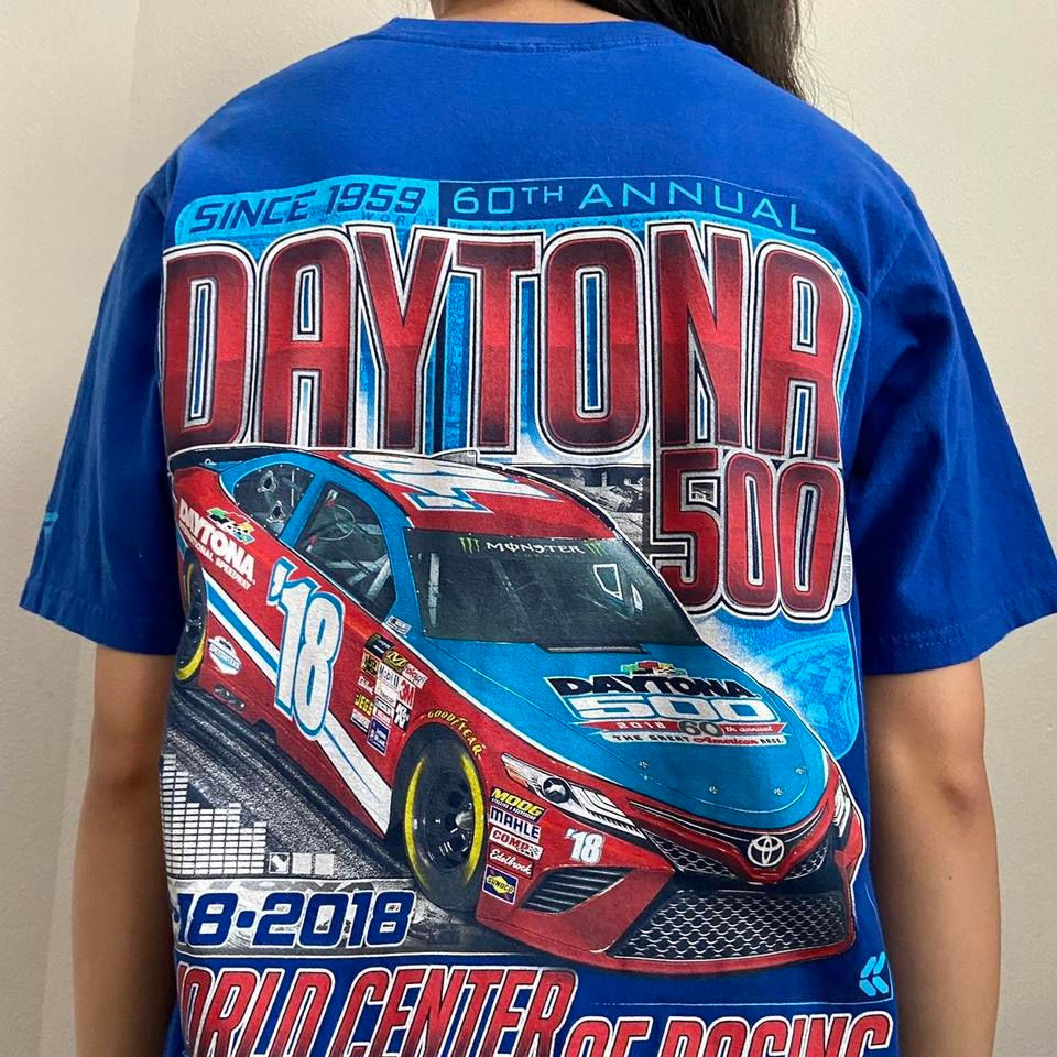 Vintage Daytona World Nascar Graphics Blue Tee Shirt