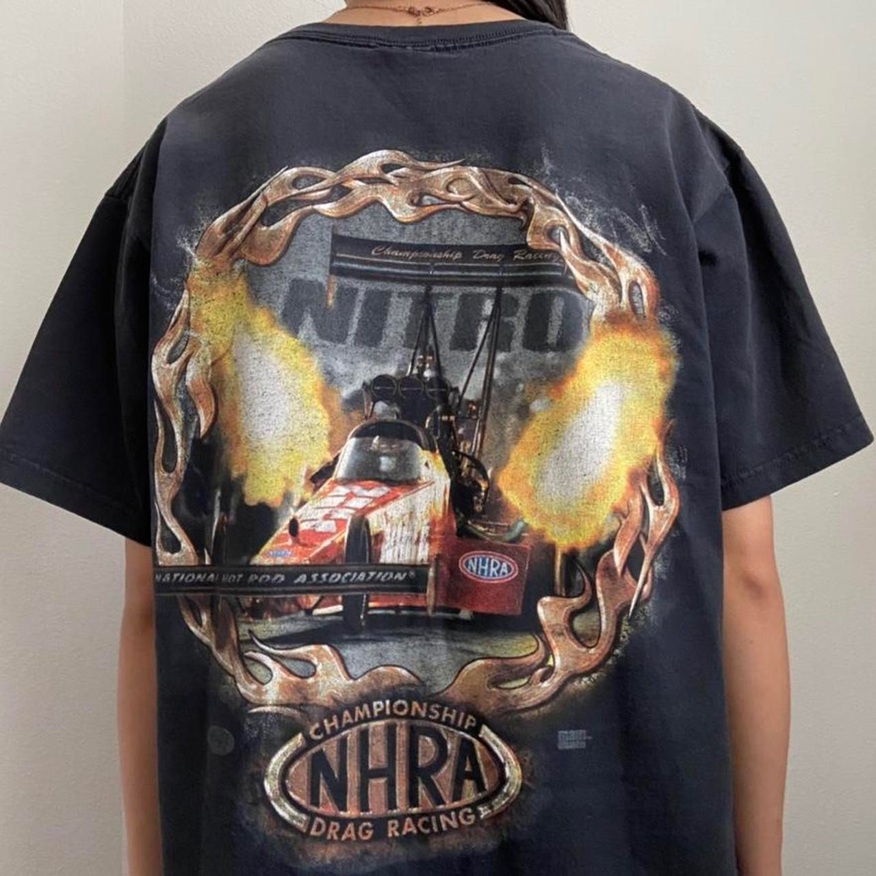 Vintage NHRA Drag Racing Graphics Black Tee Shirt