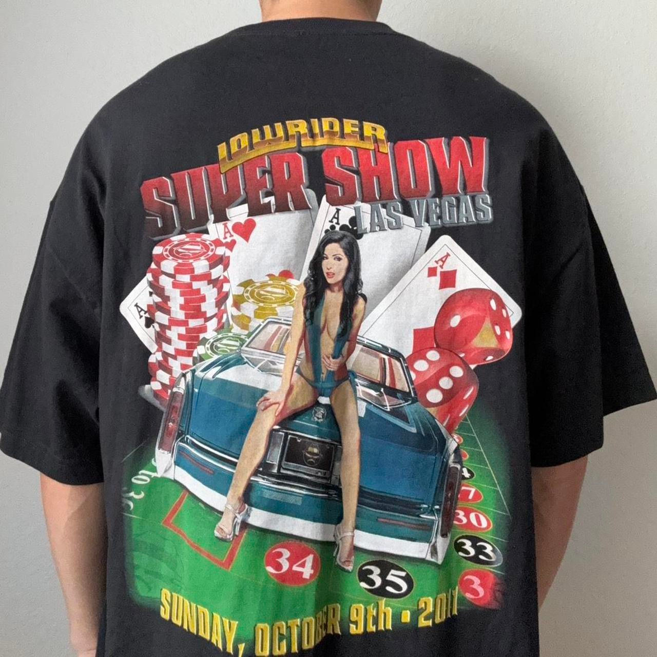 Vintage Lowrider Super Show Las Vegas Graphics Black Tee Shirt