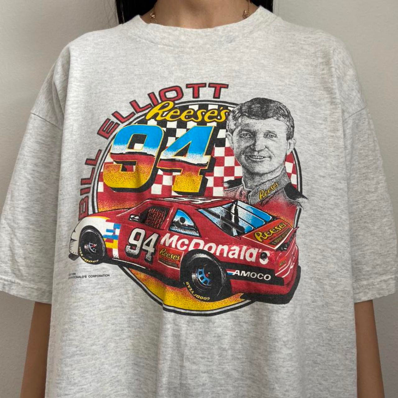 Vintage Bill Elliott Nascar 1996 Graphics White Tee Shirt