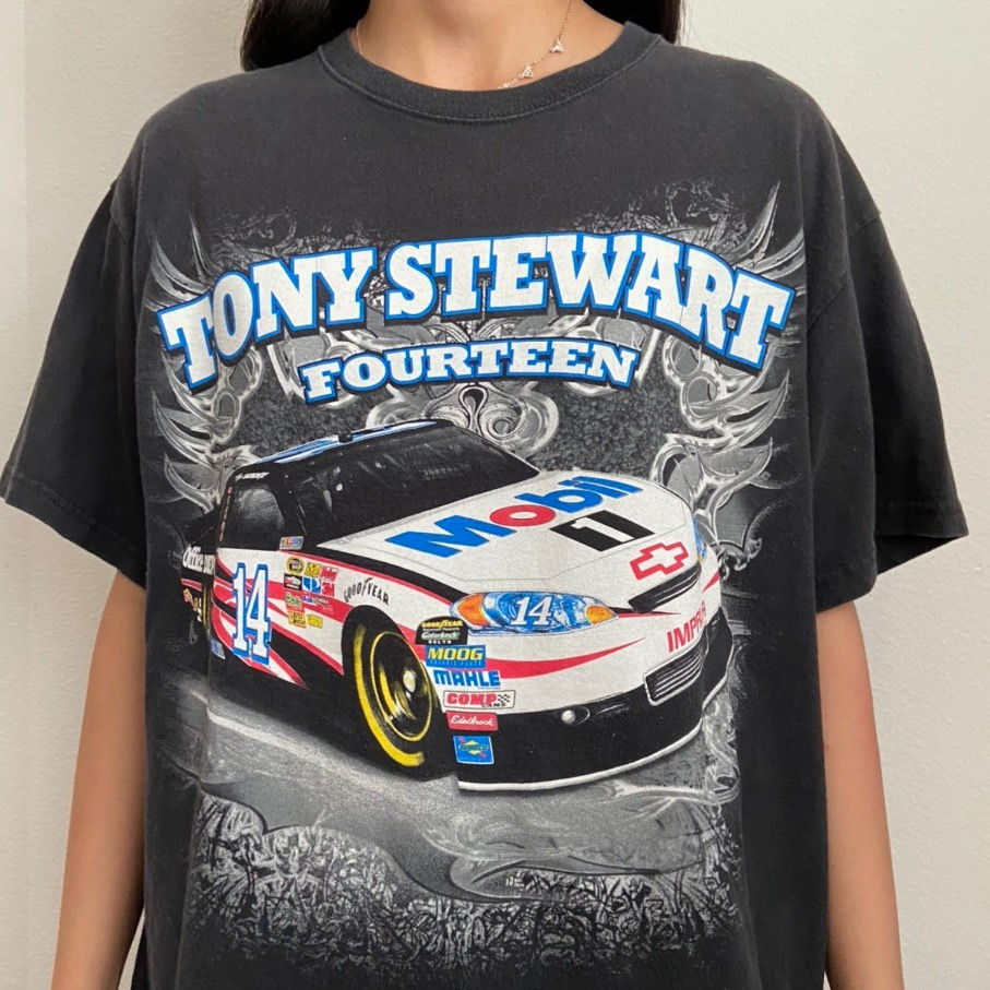 Vintage Tony Stewart Nascar Graphics Black Tee Shirt