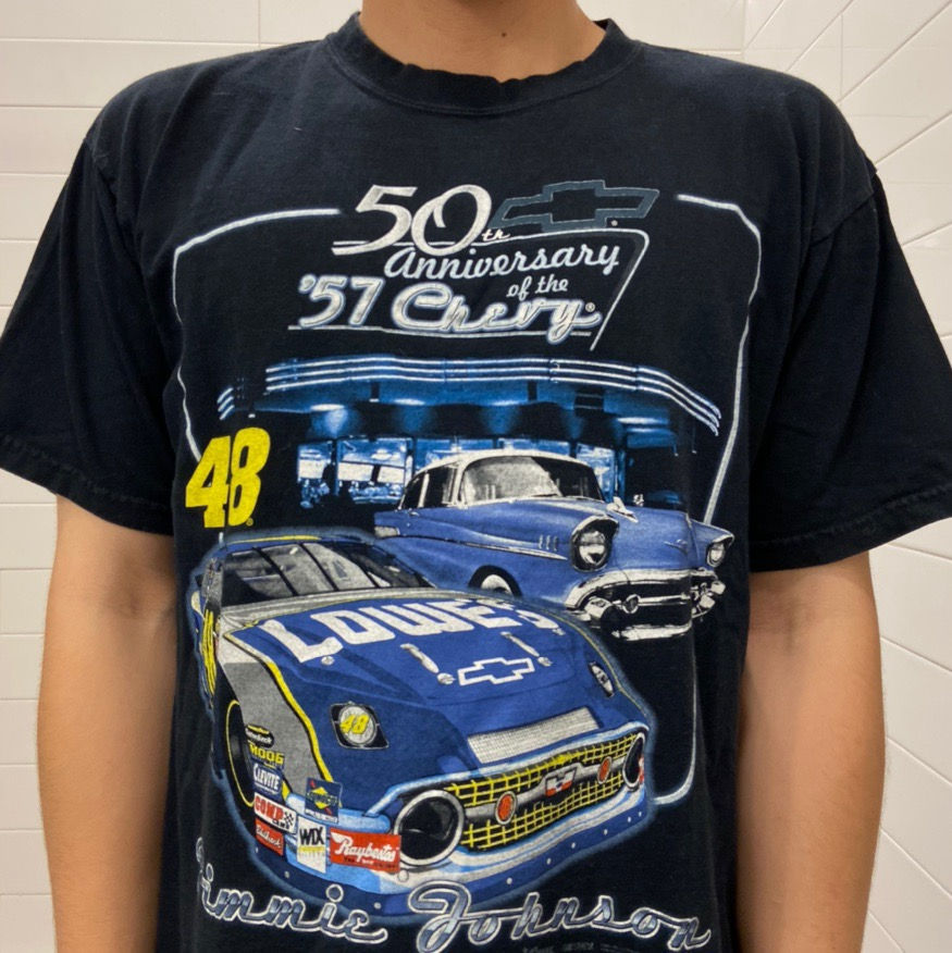 Vintage Jimmie Johnson Nascar Graphics Black Tee Shirt