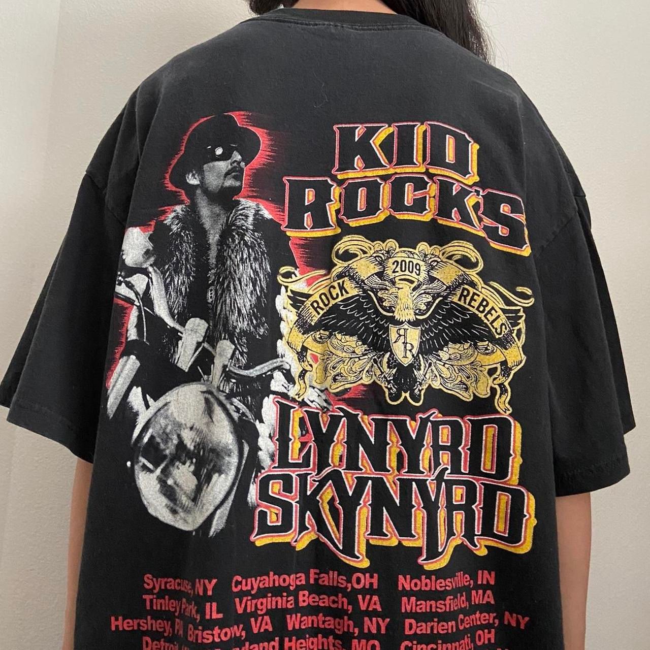 Vintage Kid Rock 2009 Band Graphics Black Tee Shirt