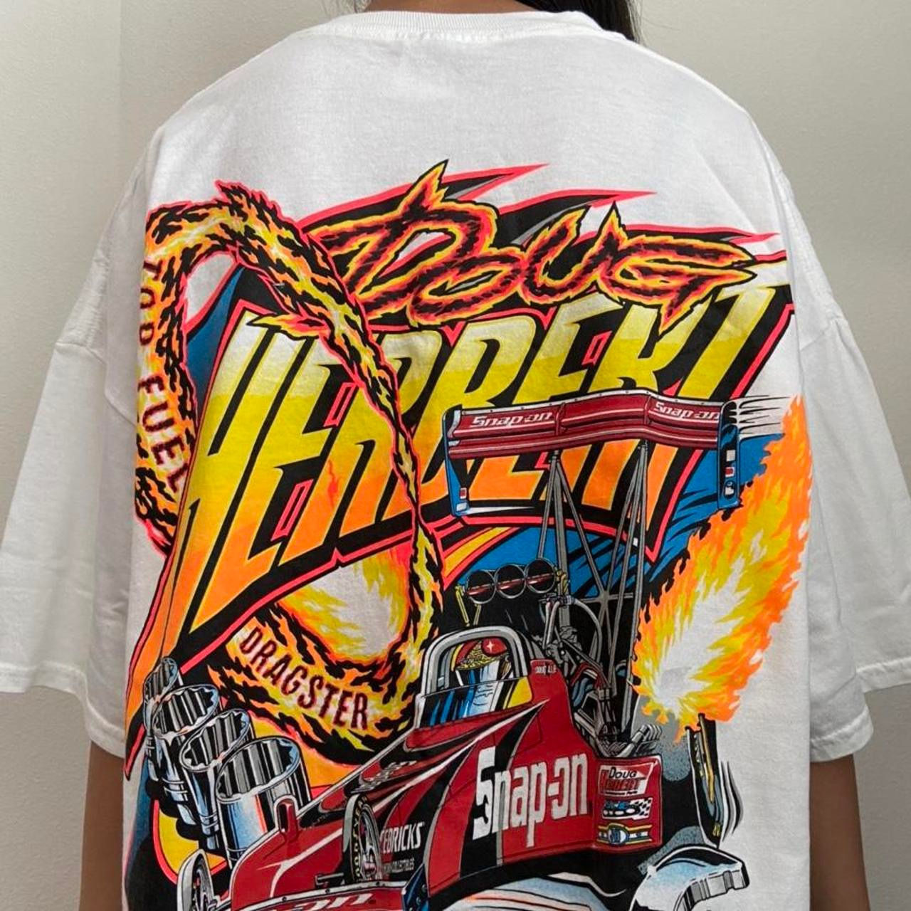 Vintage Doug Herbert 2000s Nascar Graphics White Tee Shirt