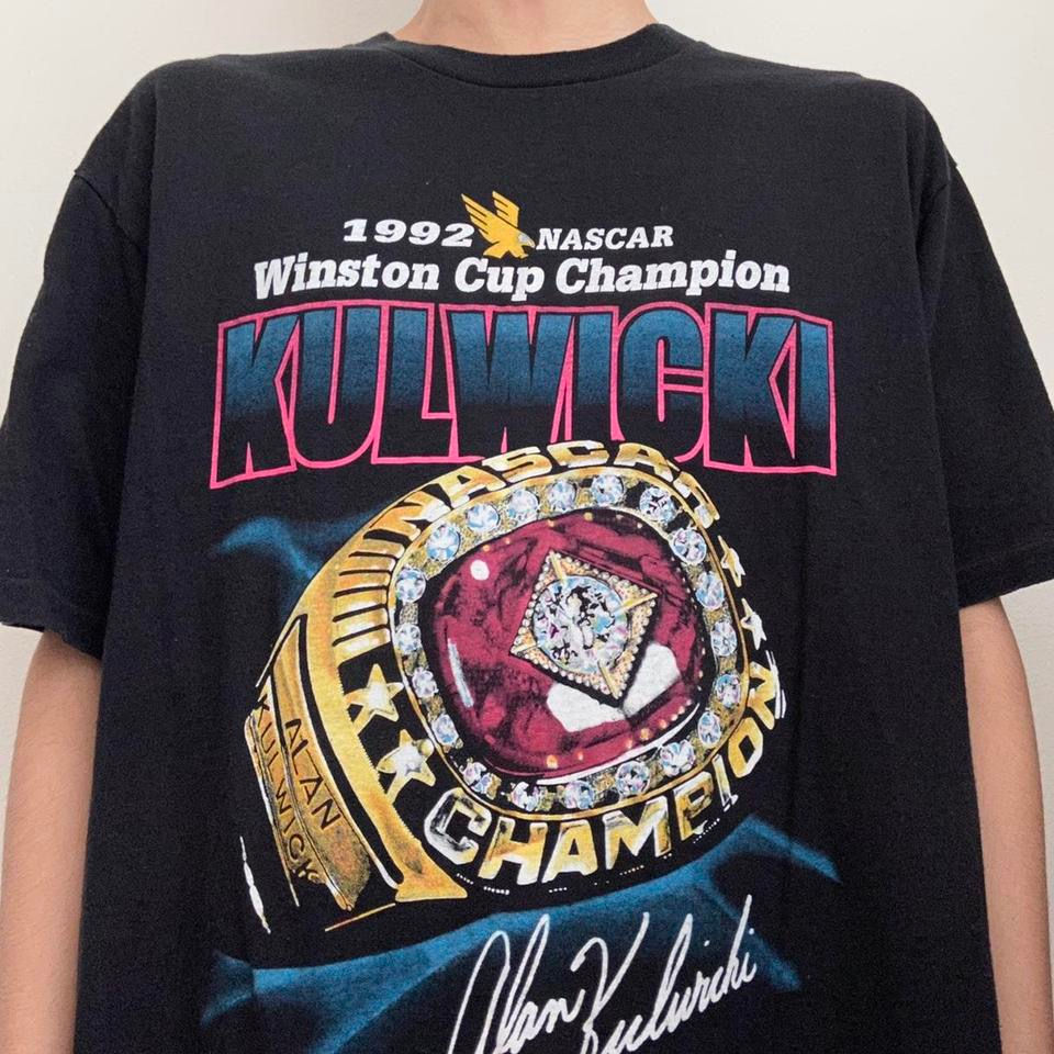 Vintage Alan Kulwicki 1992 Nascar Graphics Black Tee Shirt