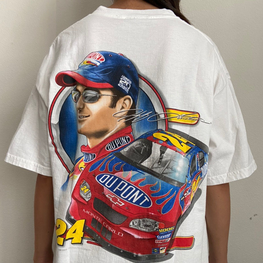 Vintage Jeff Gordon Nascar Graphics White Tee Shirt