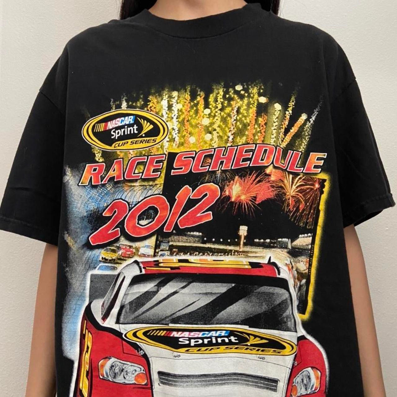 Vintage Nascar Race Schedule Graphics Black Tee Shirt
