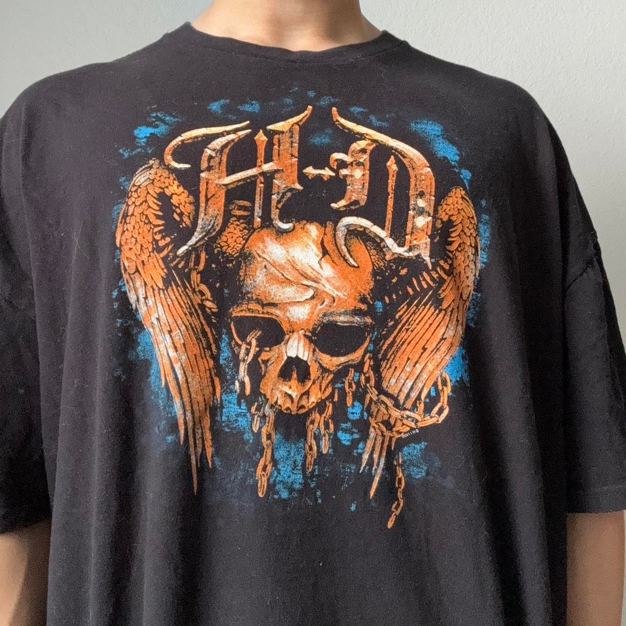 Vintage 2000s Harley Davidson Fort Worth Texas Graphics Black Tee Shirt