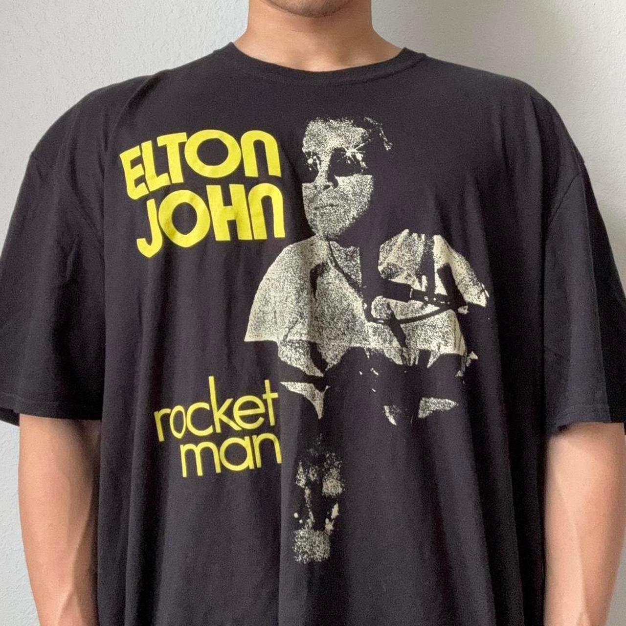 Elton John Rocket Man Band Graphics Black Tee Shirt