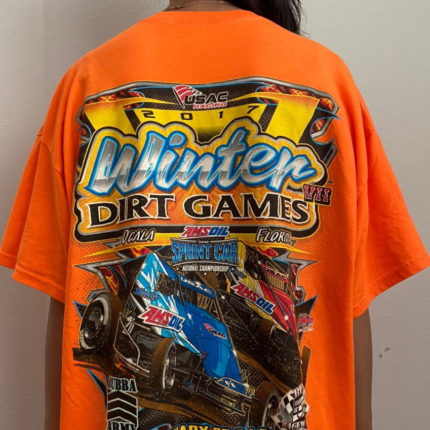 USAC Dirt Racing Graphics Orange Tee Shirt