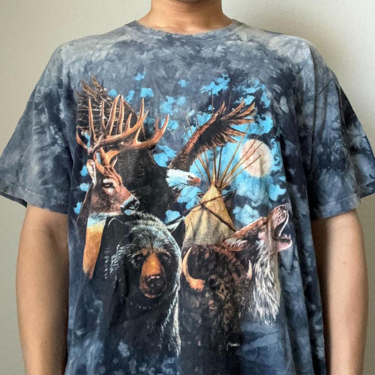 Vintage 1990s Wildlife Reserve AOP Graphics Blue Tee Shirt