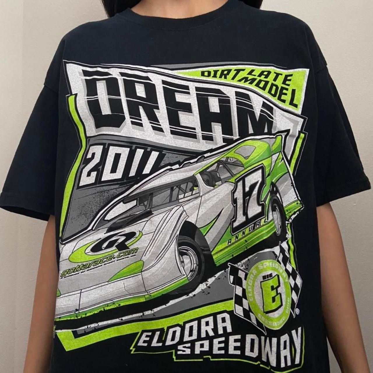 Vintage Elora Speedway Nascar Graphics Black Tee Shirt