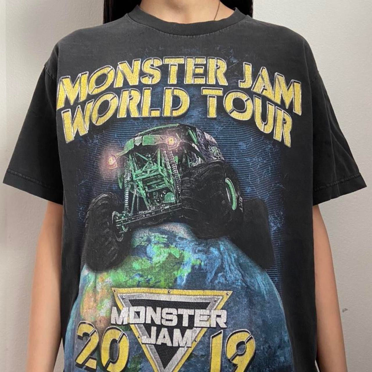 Monster Jam World Tour Racing Graphics Black Tee Shirt