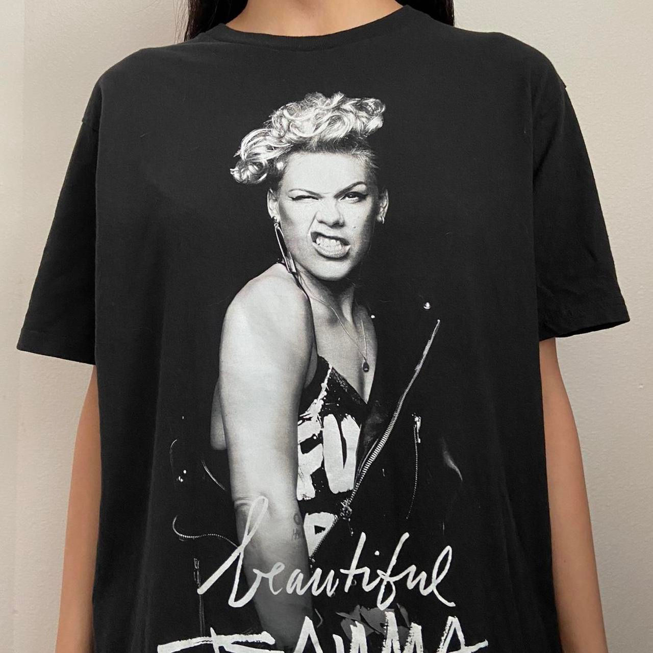 Pink World Tour Band Graphics Black Tee Shirt