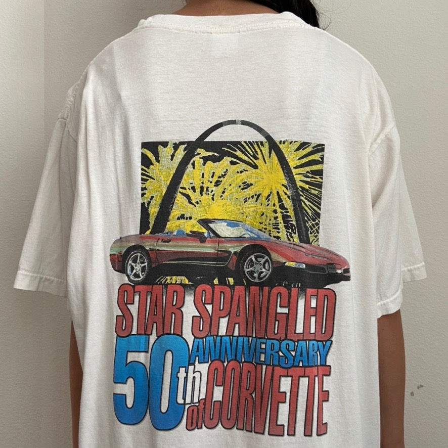 Vintage Corvette 2002 Graphics White Tee Shirt