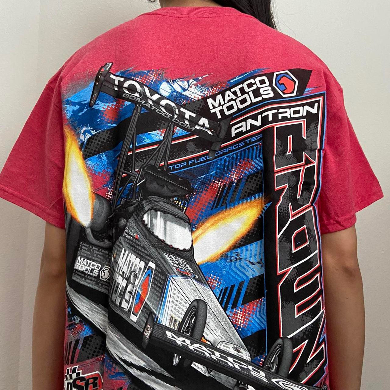 Vintage Antron Brown Nascar Graphics Red Tee Shirt