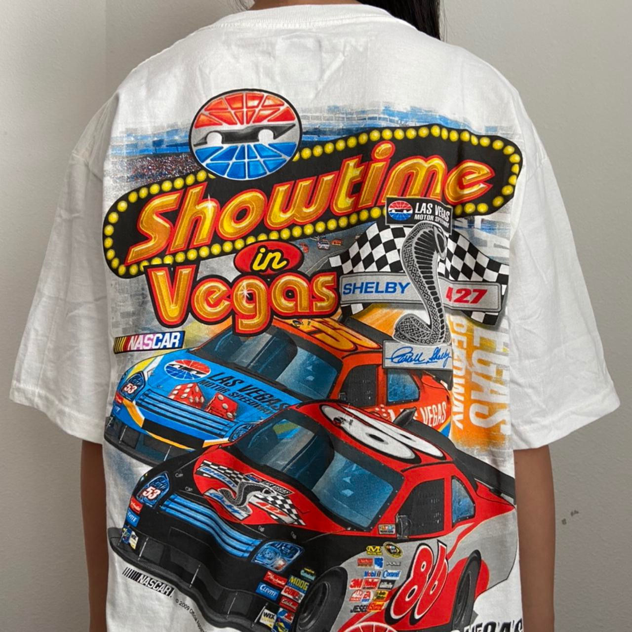 Vintage Las Vegas Speedway Nascar Graphics White Tee Shirt