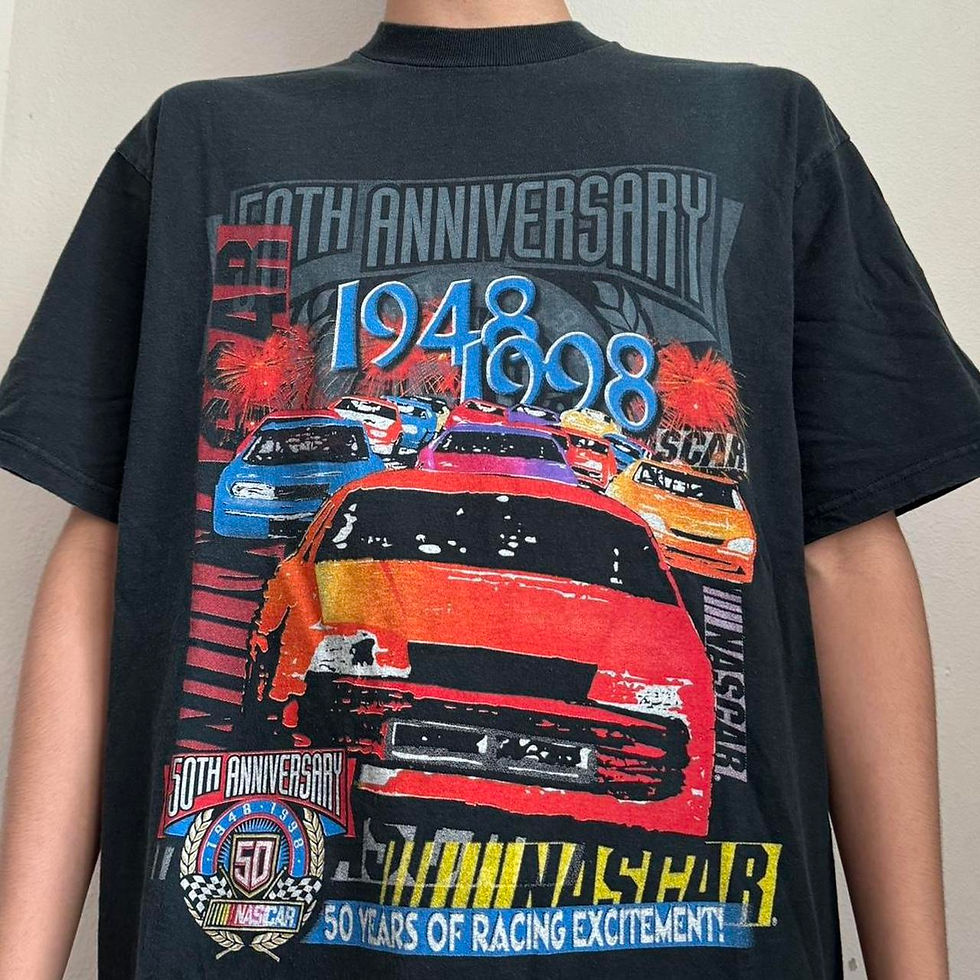 Vintage Nascar Anniversary 1998 Graphics Black Tee Shirt
